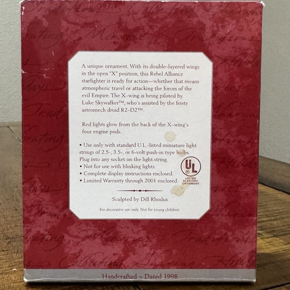 NEW ~ Star Wars ~ X-Wing Starfighter ~ 1998 Hallmark MAGIC Keepsake Ornament - Picture 2 of 4